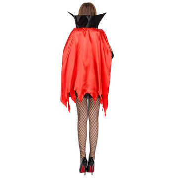 Halloween Disfraz Vampiro Sexy de Color Rojo y Negro Vestido para Adultos Femenino